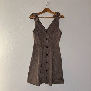 Women's Vintage Brown Gingham Dress